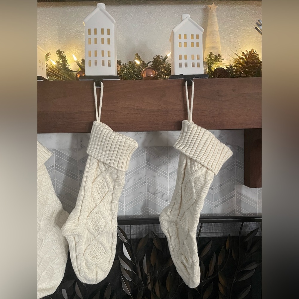 Cream white cable knit stockings, new
